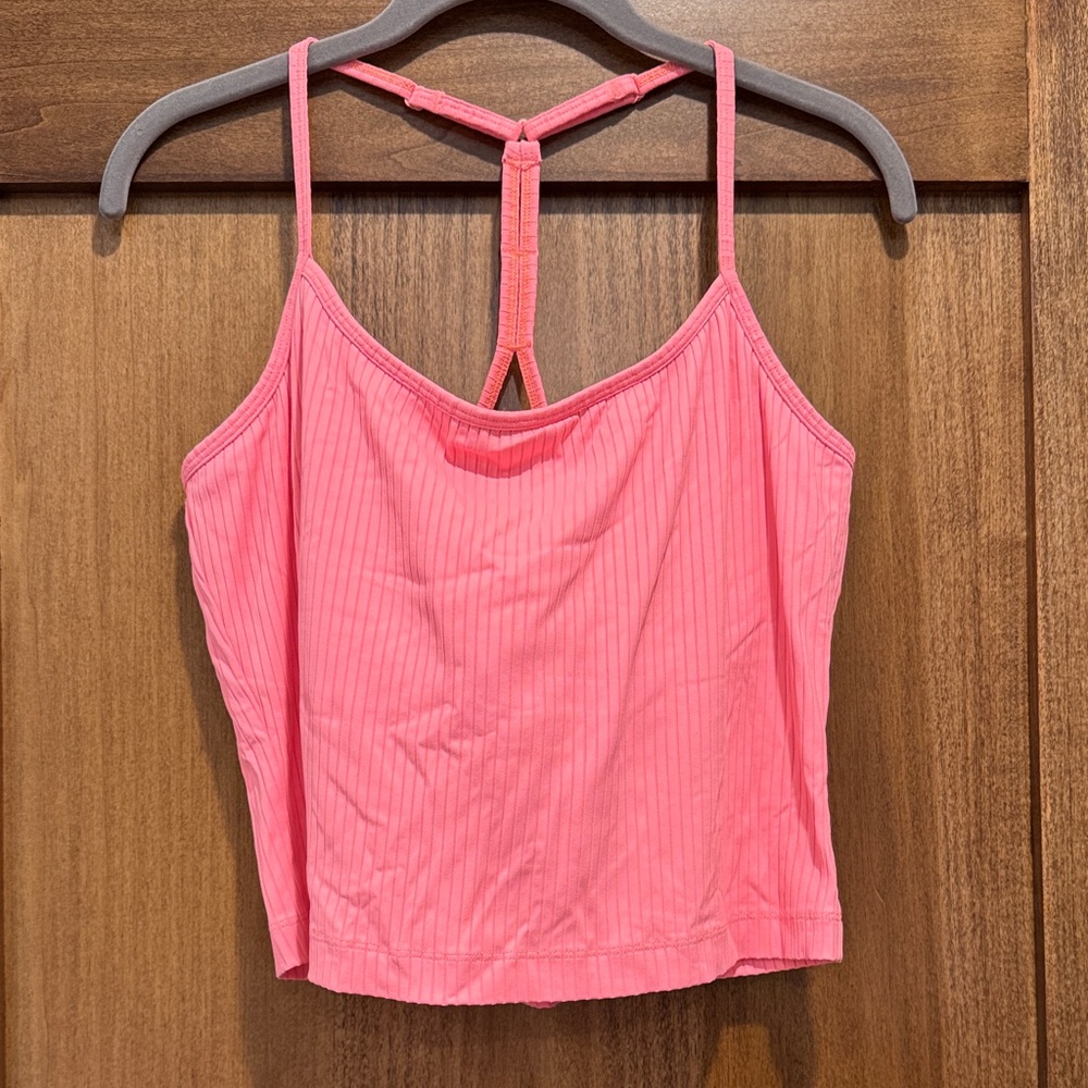 CALIA by Carrie Underwood Pink Ribbed Strappy Crop Tank